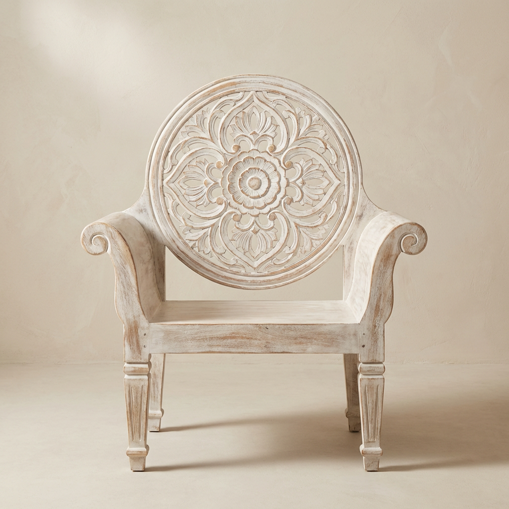 Carved Mandala Accent Chair — Lounge chair