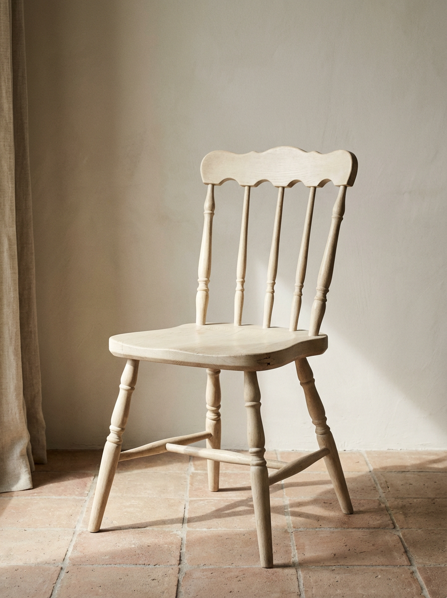 Scalloped Back Bleached Oak — Dining chair