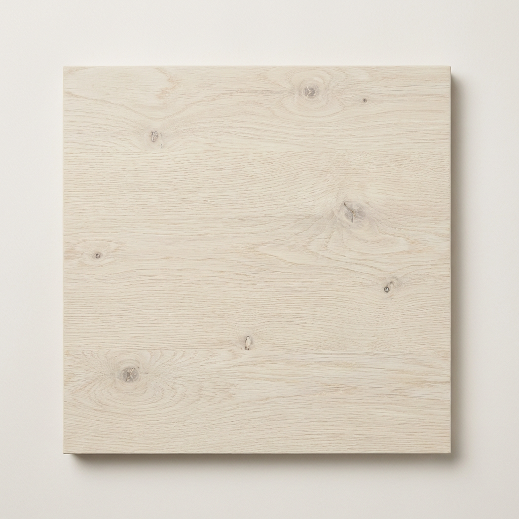Bleached Bone — solid oak swatch with pale chalky ivory. grain ghosts through the wash.